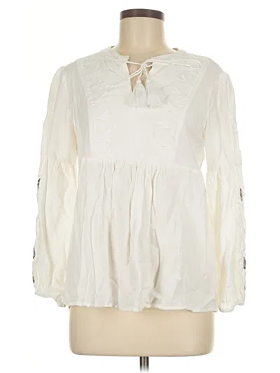 Pre-owned Soft Surroundings Long Sleeve Blouse In White