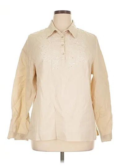 Pre-owned Soft Surroundings Long Sleeve Blouse In White