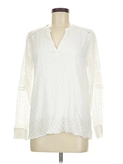 Pre-owned Soft Surroundings Long Sleeve Blouse In White