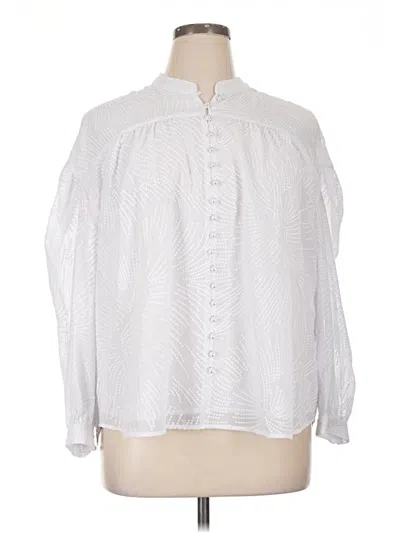 Pre-owned Soft Surroundings Long Sleeve Blouse In White