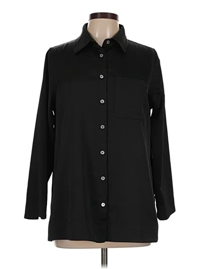 Pre-owned Soft Surroundings Long Sleeve Button Down Shirt In Black