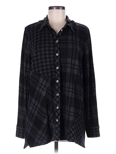 Pre-owned Soft Surroundings Long Sleeve Button Down Shirt In Black