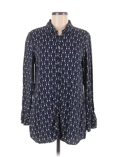 Pre-owned Soft Surroundings Long Sleeve Button Down Shirt In Blue