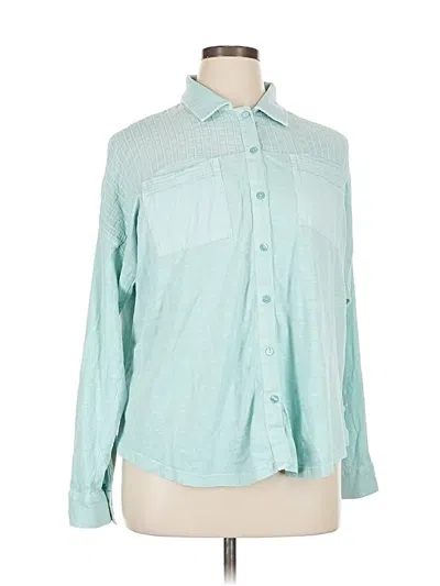 Pre-owned Soft Surroundings Long Sleeve Button Down Shirt In Blue
