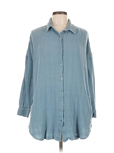 Pre-owned Soft Surroundings Long Sleeve Button Down Shirt In Blue
