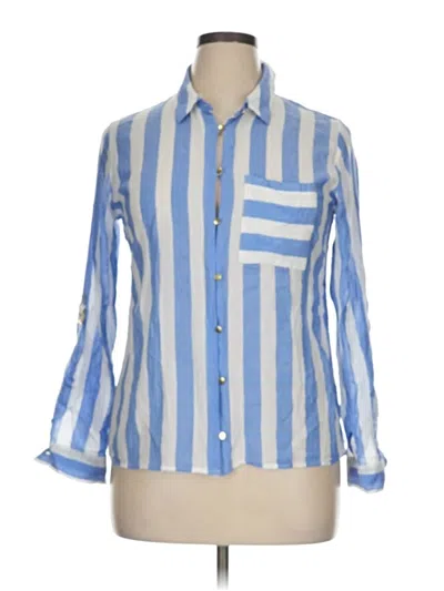 Pre-owned Soft Surroundings Long Sleeve Button Down Shirt In Blue