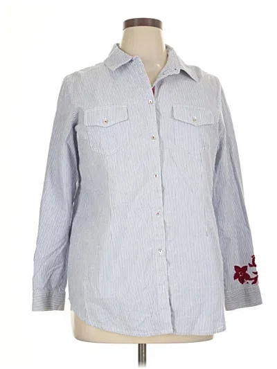 Pre-owned Soft Surroundings Long Sleeve Button Down Shirt In Blue