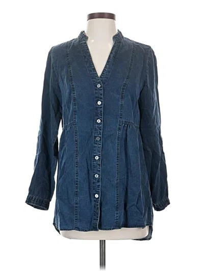 Pre-owned Soft Surroundings Long Sleeve Button Down Shirt In Blue