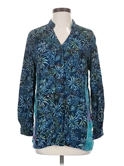 Pre-owned Soft Surroundings Long Sleeve Button Down Shirt In Blue