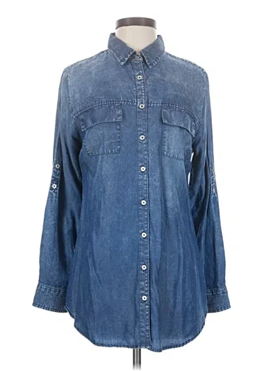 Pre-owned Soft Surroundings Long Sleeve Button Down Shirt In Blue