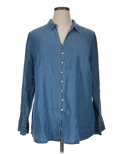 Pre-owned Soft Surroundings Long Sleeve Button Down Shirt In Blue