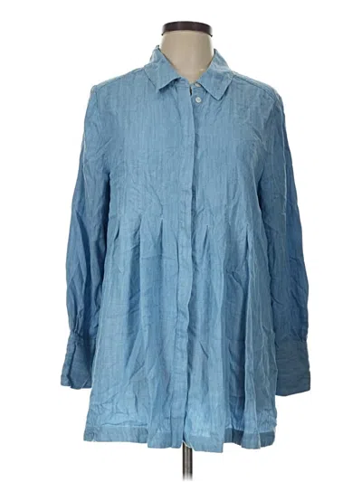 Pre-owned Soft Surroundings Long Sleeve Button Down Shirt In Blue