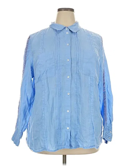 Pre-owned Soft Surroundings Long Sleeve Button Down Shirt In Blue