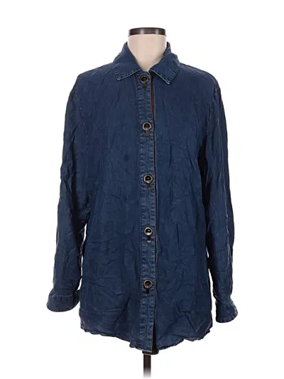 Pre-owned Soft Surroundings Long Sleeve Button Down Shirt In Blue