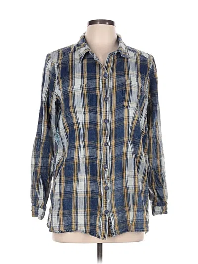 Pre-owned Soft Surroundings Long Sleeve Button Down Shirt In Blue