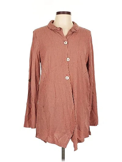 Pre-owned Soft Surroundings Long Sleeve Button Down Shirt In Brown