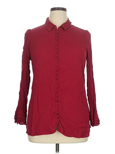 Pre-owned Soft Surroundings Long Sleeve Button Down Shirt In Burgundy