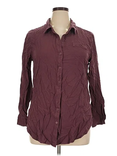 Pre-owned Soft Surroundings Long Sleeve Button Down Shirt In Burgundy
