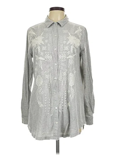 Pre-owned Soft Surroundings Long Sleeve Button Down Shirt In Gray