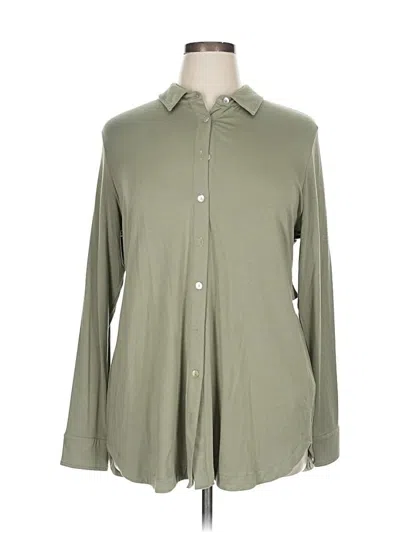 Pre-owned Soft Surroundings Long Sleeve Button Down Shirt In Green
