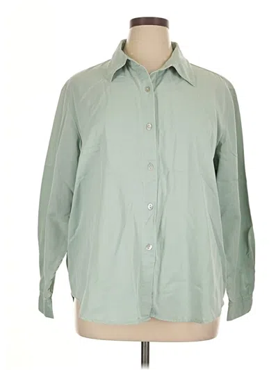Pre-owned Soft Surroundings Long Sleeve Button Down Shirt In Green