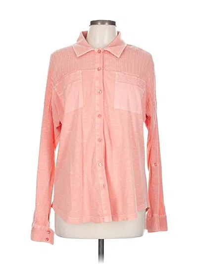 Pre-owned Soft Surroundings Long Sleeve Button Down Shirt In Pink