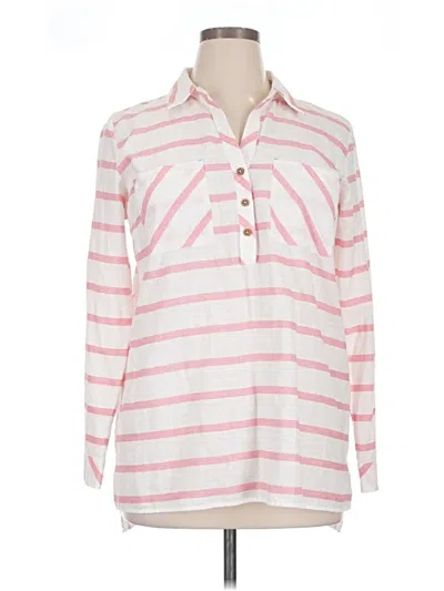 Pre-owned Soft Surroundings Long Sleeve Button Down Shirt In Pink