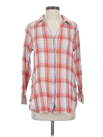 Pre-owned Soft Surroundings Long Sleeve Button Down Shirt In Red