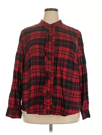 Pre-owned Soft Surroundings Long Sleeve Button Down Shirt In Red