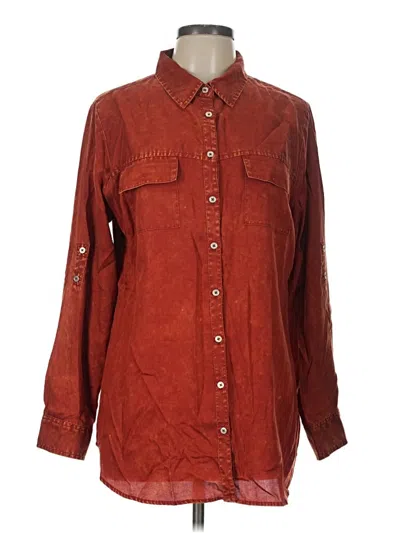 Pre-owned Soft Surroundings Long Sleeve Button Down Shirt In Red