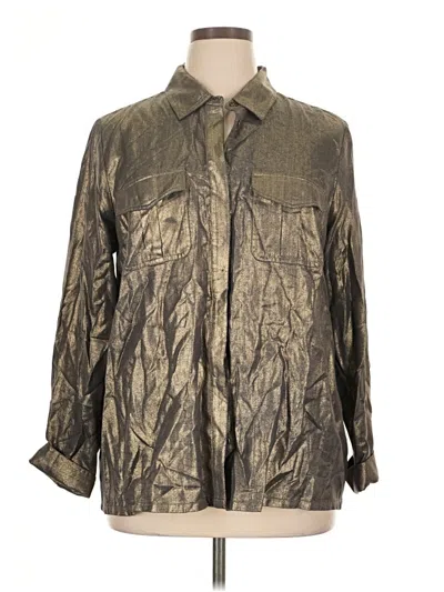 Pre-owned Soft Surroundings Long Sleeve Button Down Shirt In Silver