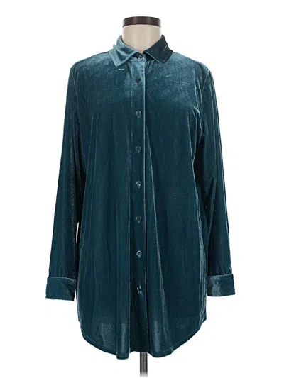Pre-owned Soft Surroundings Long Sleeve Button Down Shirt In Teal