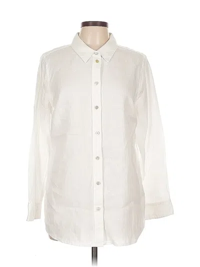 Pre-owned Soft Surroundings Long Sleeve Button Down Shirt In White
