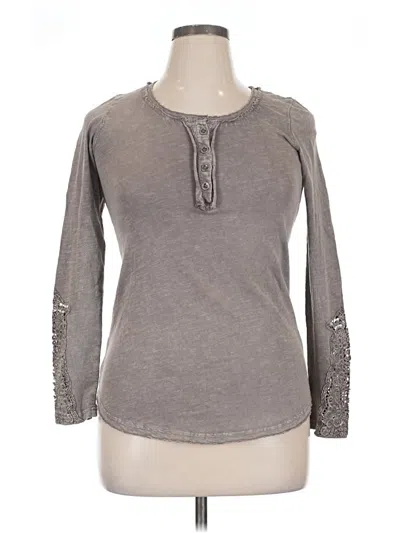 Soft Surroundings Long Sleeve Henley Shirt In Gray