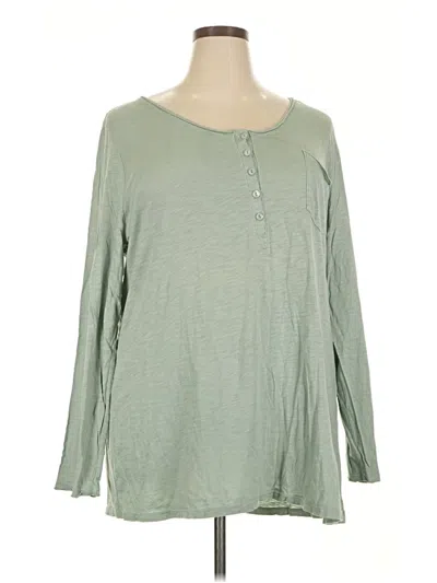 Pre-owned Soft Surroundings Long Sleeve Henley Shirt In Green