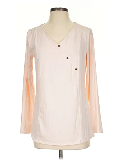 Pre-owned Soft Surroundings Long Sleeve Henley Shirt In Ivory