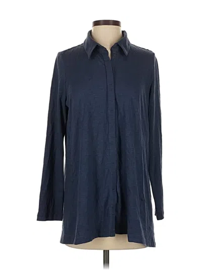 Pre-owned Soft Surroundings Long Sleeve Polo Shirt In Blue