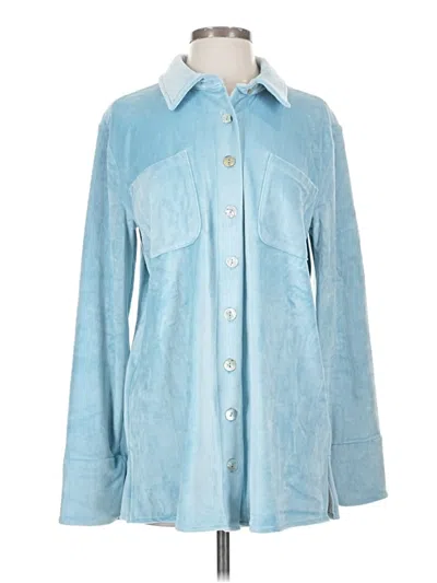 Pre-owned Soft Surroundings Long Sleeve Polo Shirt In Blue