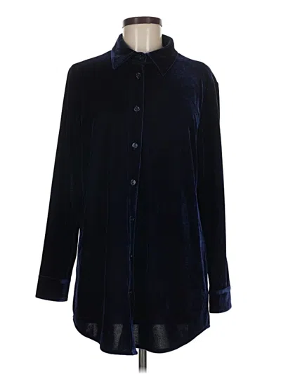 Pre-owned Soft Surroundings Long Sleeve Polo Shirt In Blue