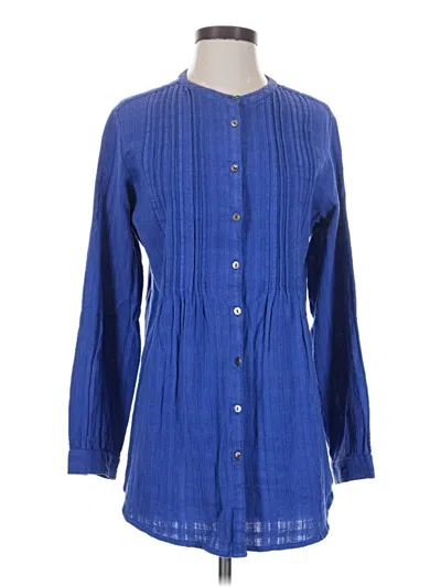 Pre-owned Soft Surroundings Long Sleeve Polo Shirt In Blue
