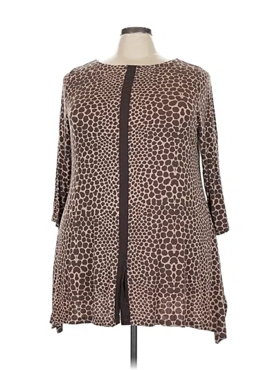 Pre-owned Soft Surroundings Long Sleeve Polo Shirt In Brown