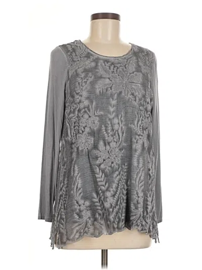 Pre-owned Soft Surroundings Long Sleeve Silk Top Gray Cowl Neck Tops