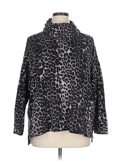 Pre-owned Soft Surroundings Long Sleeve Top Black Animal Print Pattern High Neck Tops