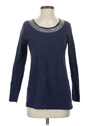 Pre-owned Soft Surroundings Long Sleeve Top Blue Boatneck Tops