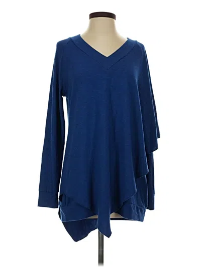 Pre-owned Soft Surroundings Long Sleeve Top Blue V-neck Tops