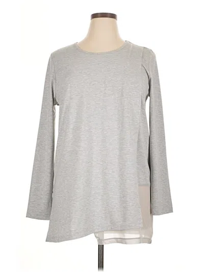 Pre-owned Soft Surroundings Long Sleeve Top Gray Crew Neck Tops