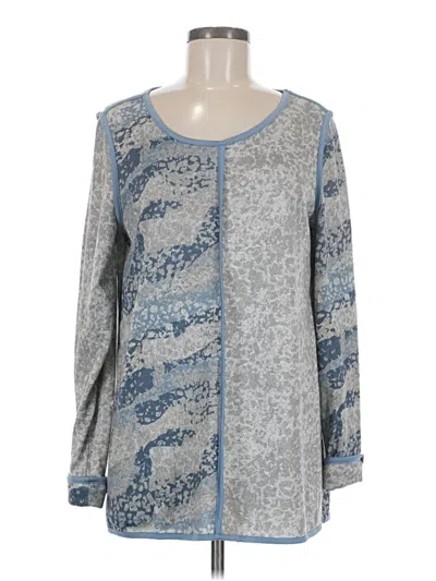 Pre-owned Soft Surroundings Long Sleeve Top Gray Crew Neck Tops