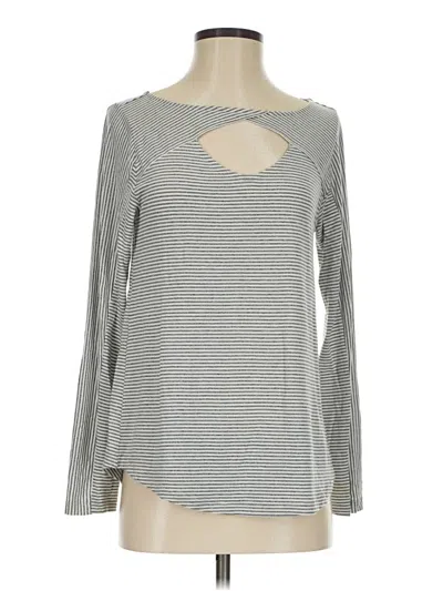 Pre-owned Soft Surroundings Long Sleeve Top Gray Keyhole Neckline Tops