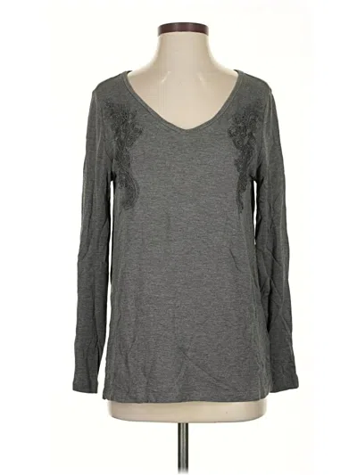Soft Surroundings Long Sleeve Top Gray Scoop Neck Tops