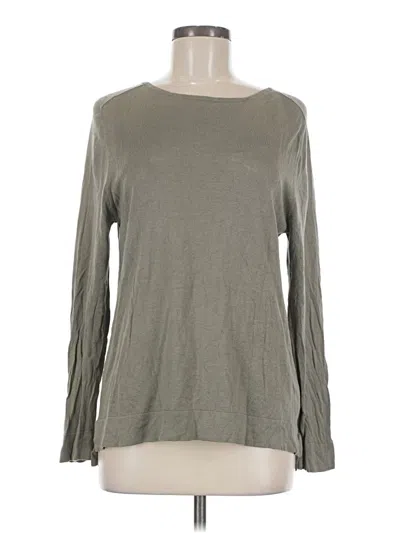 Pre-owned Soft Surroundings Long Sleeve Top Gray Solid Pattern Crew Neck Tops
